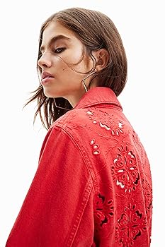 【DESIGUAL】レディースデニムジャケット赤 デシグアル Desigual デニムジャケット CHECKIS （ピンク/レッド